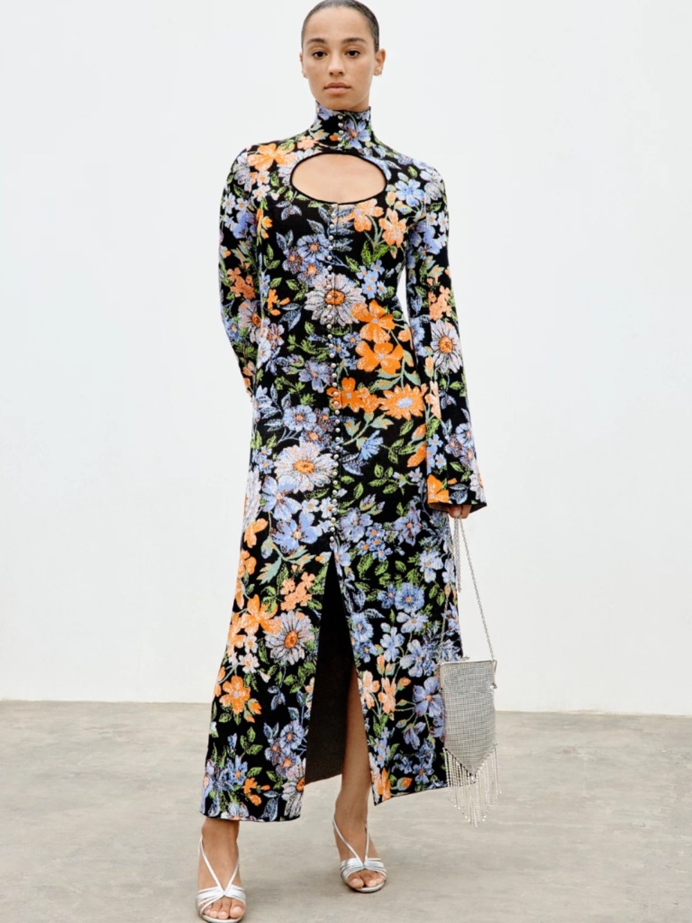 Paco Rabonne H&M Floral Jacquard Maxi Dress XS